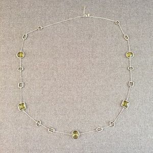 Long silver & green necklace, excellent condition